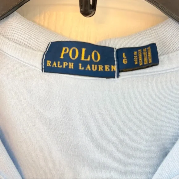 Ralph Lauren Light Blue Polo Dress Size L Navy Horse Preppy Classic Designer - Picture 6 of 7